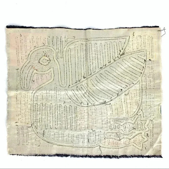 Hand Stitched Panama Bird Kuna Mola reverse Appliqué 16x14 - Picture 2 of 6